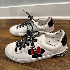 Disney Minnie White and Black Sneakers with Red Bow